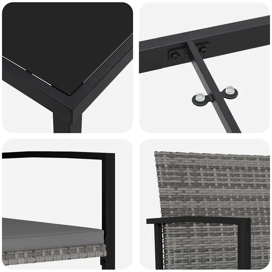 Ensemble de salle à manger pour jardin 7 pcs Gris - 9