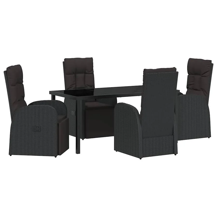 Ensemble de salle à manger pour jardin 5 pcs Noir polyrotin - 2