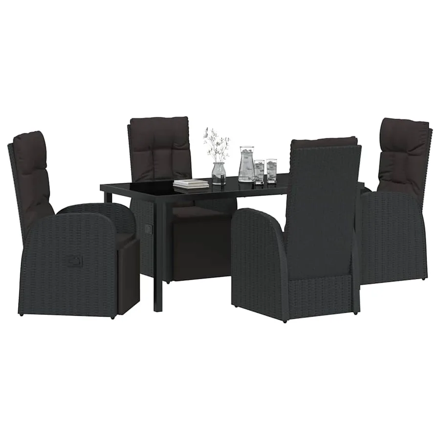 Ensemble de salle à manger pour jardin 5 pcs Noir polyrotin - 3