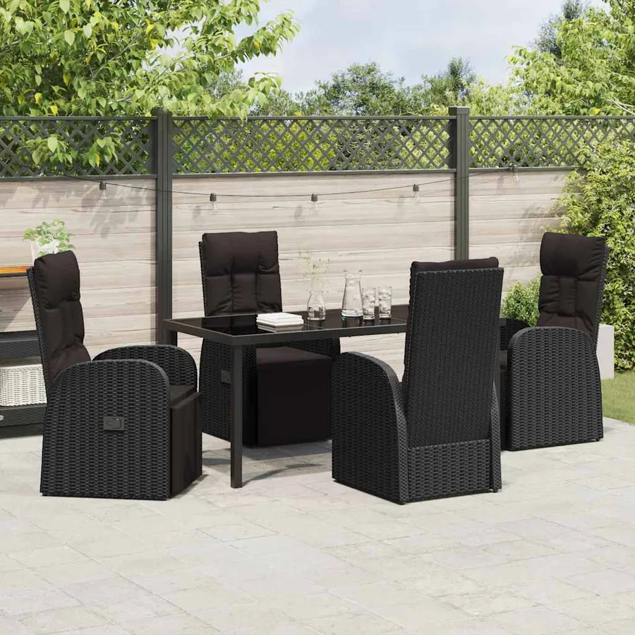 Ensemble de salle à manger pour jardin 5 pcs Noir polyrotin - 4