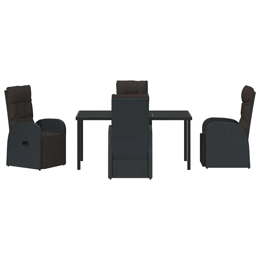 Ensemble de salle à manger pour jardin 5 pcs Noir polyrotin - 7