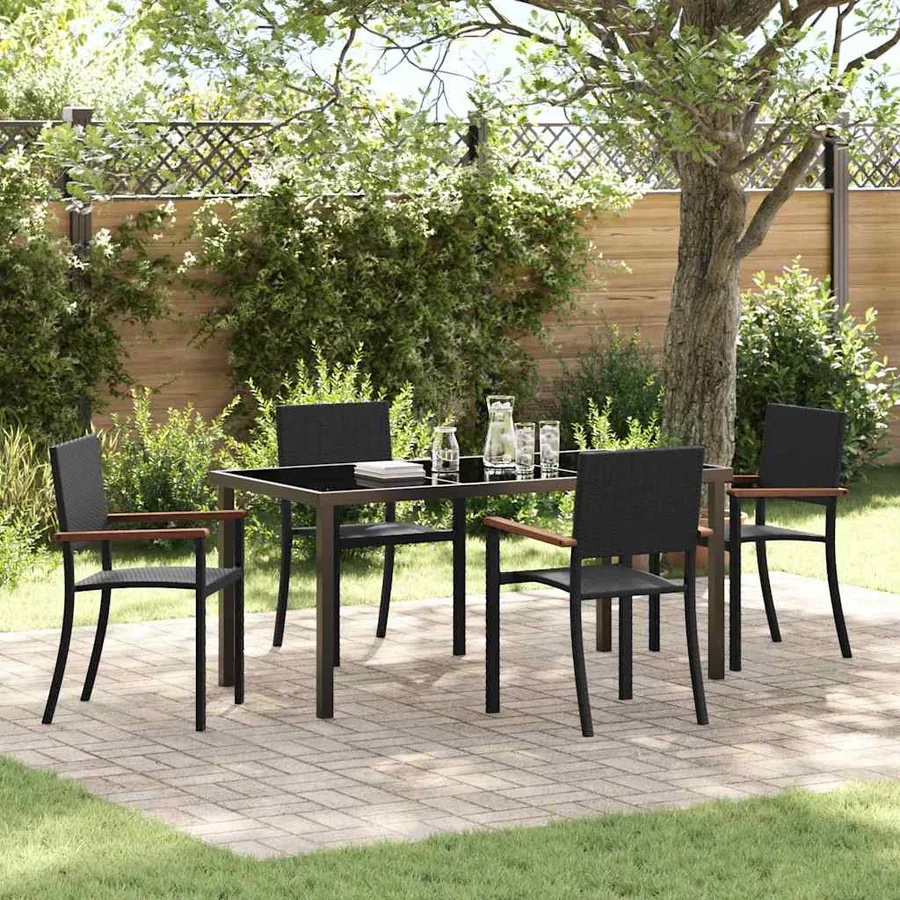 Ensemble de salle à manger pour jardin 5 pcs Noir