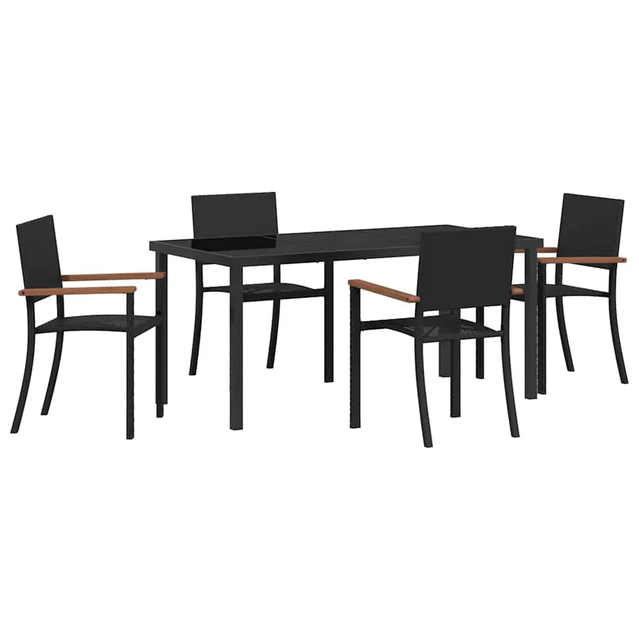 Ensemble de salle à manger pour jardin 5 pcs Noir - 2