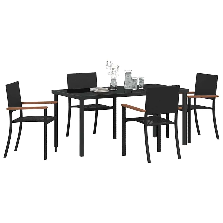 Ensemble de salle à manger pour jardin 5 pcs Noir - 3