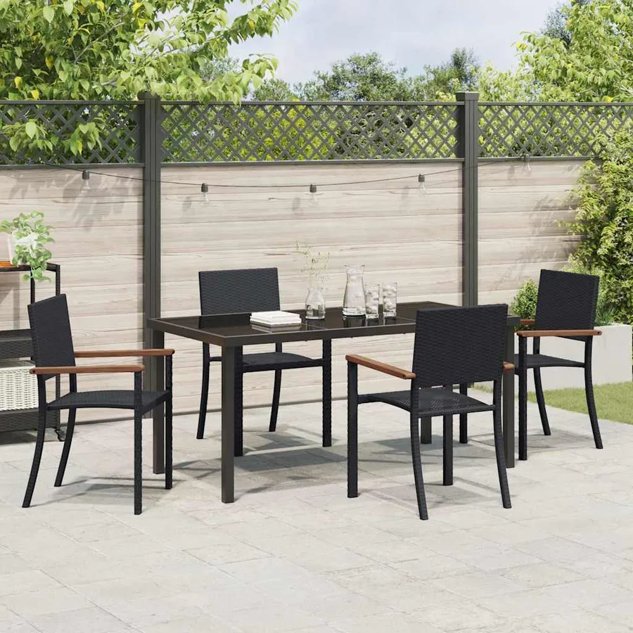 Ensemble de salle à manger pour jardin 5 pcs Noir - 4