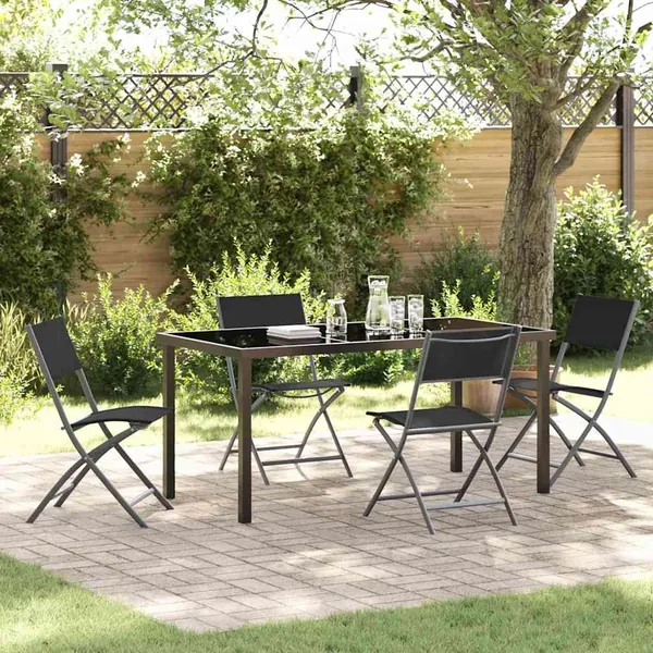 Ensemble de salle à manger pour jardin 5 pcs Noir