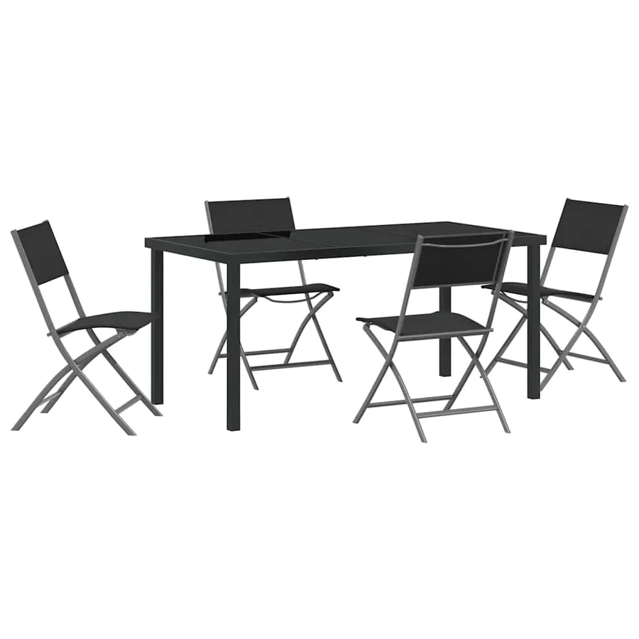 Ensemble de salle à manger pour jardin 5 pcs Noir - 2