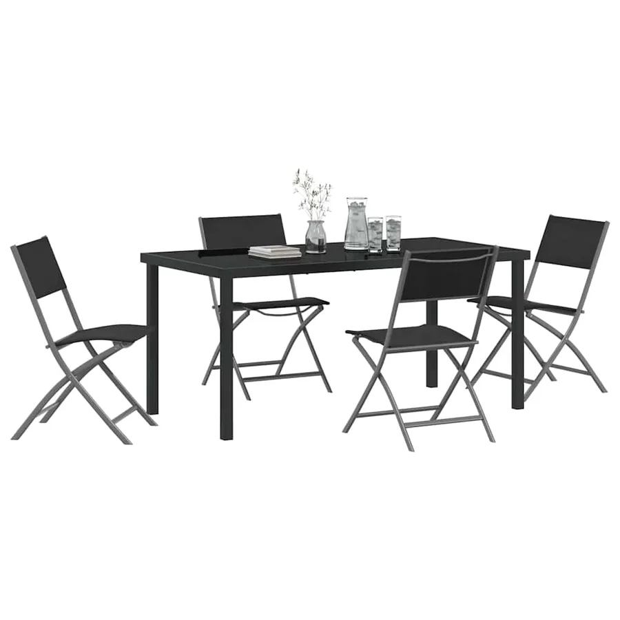 Ensemble de salle à manger pour jardin 5 pcs Noir - 3
