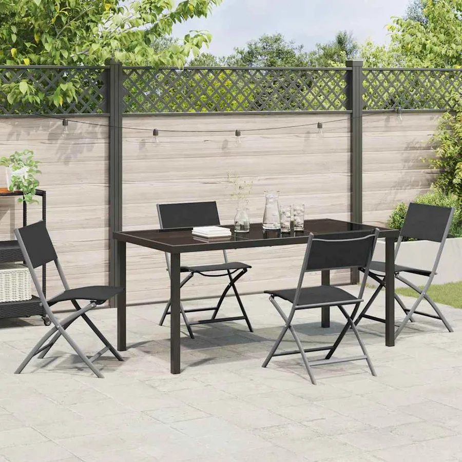 Ensemble de salle à manger pour jardin 5 pcs Noir - 4