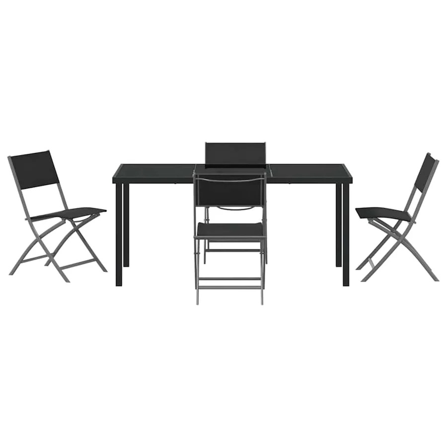 Ensemble de salle à manger pour jardin 5 pcs Noir - 7