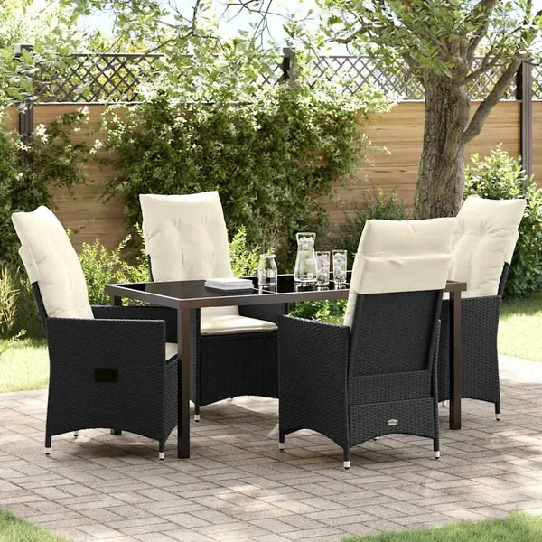Ensemble de salle à manger pour jardin 5 pcs Noir polyrotin