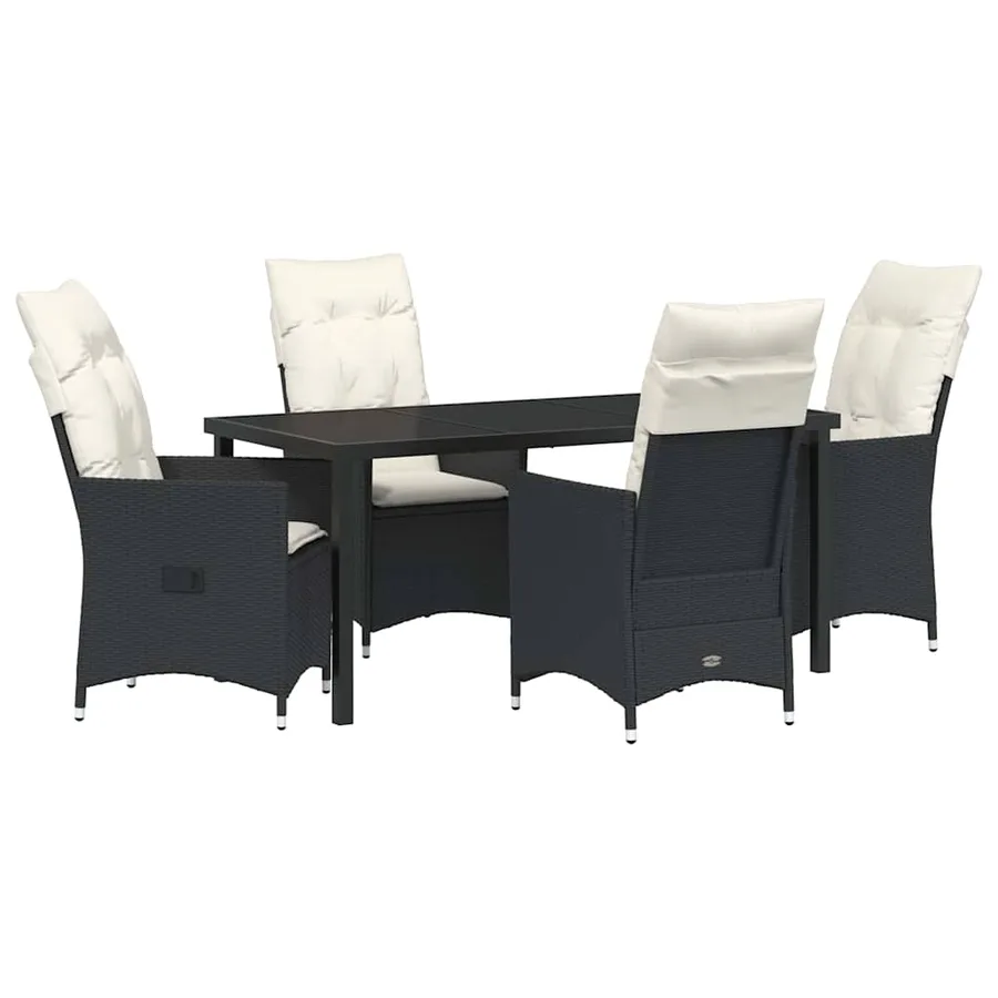 Ensemble de salle à manger pour jardin 5 pcs Noir polyrotin - 2