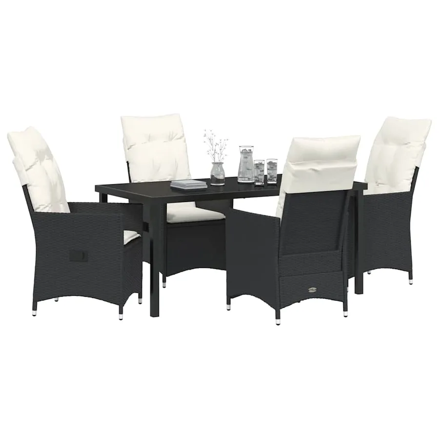 Ensemble de salle à manger pour jardin 5 pcs Noir polyrotin - 3