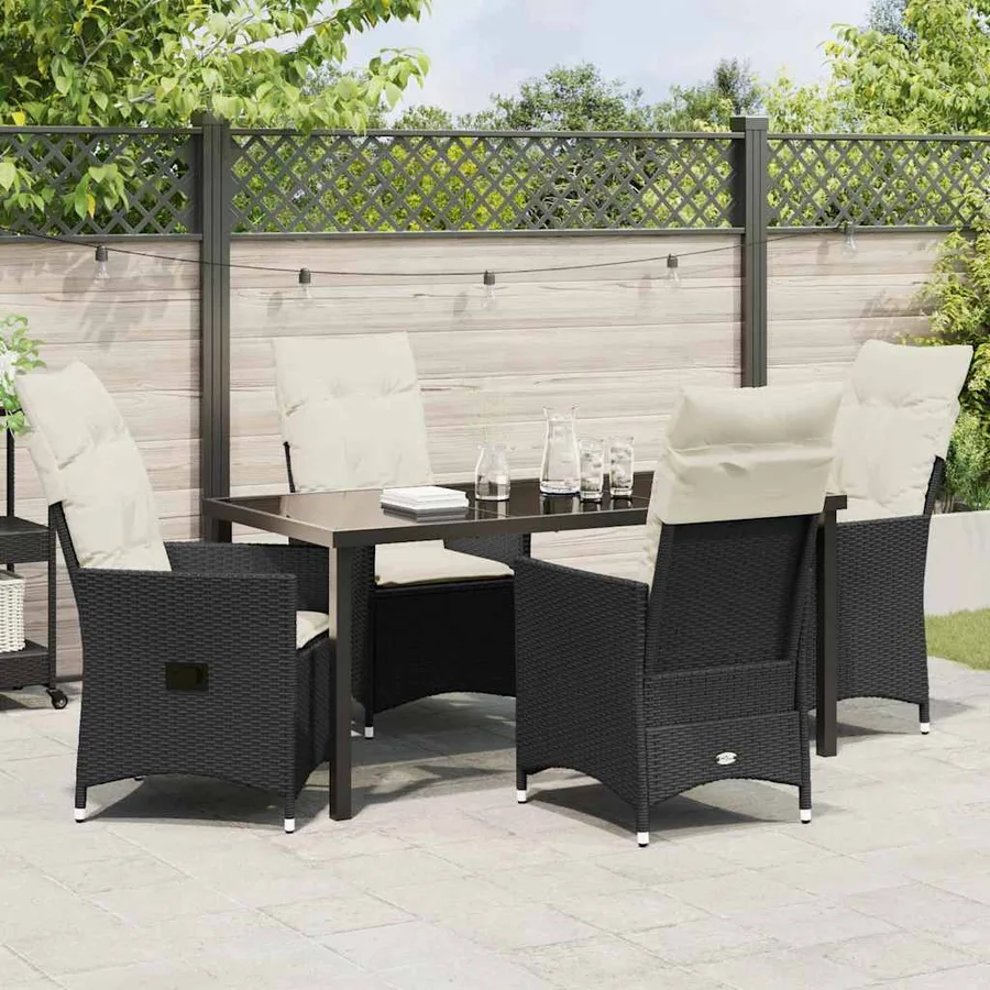 Ensemble de salle à manger pour jardin 5 pcs Noir polyrotin - 4