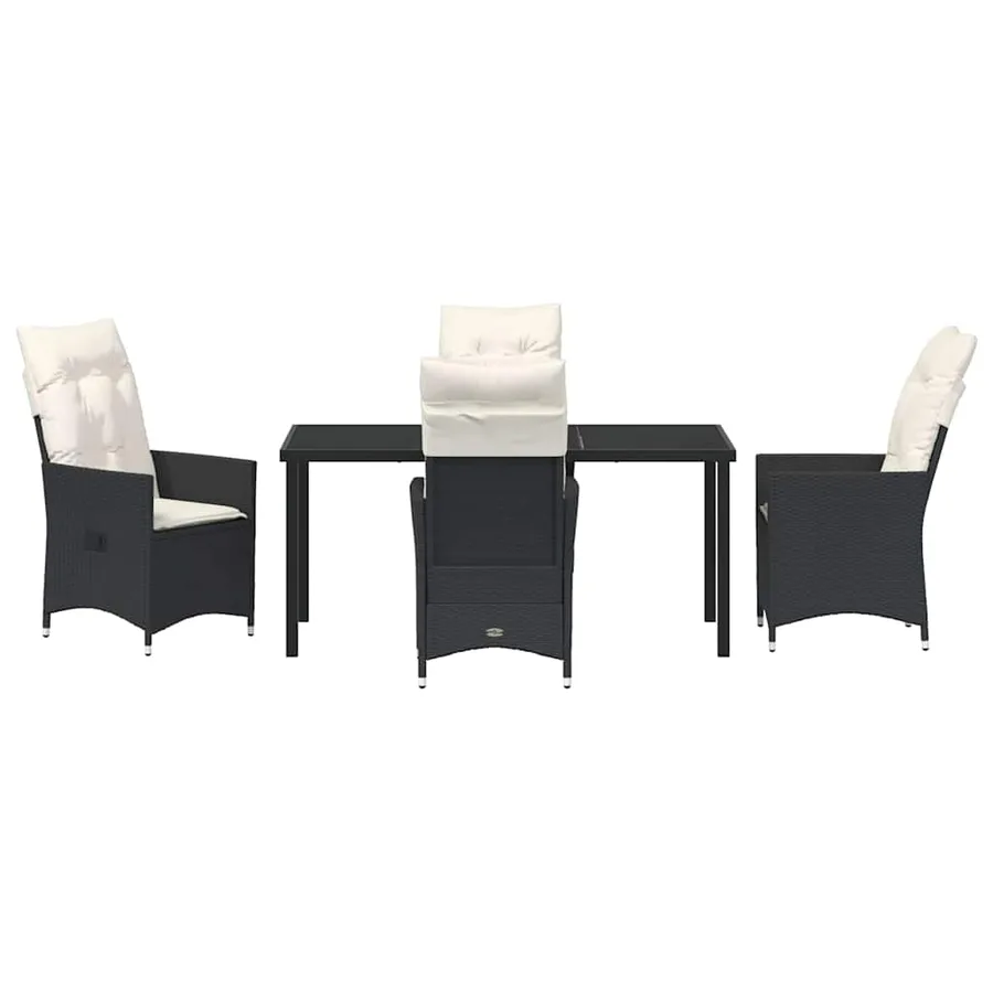 Ensemble de salle à manger pour jardin 5 pcs Noir polyrotin - 7
