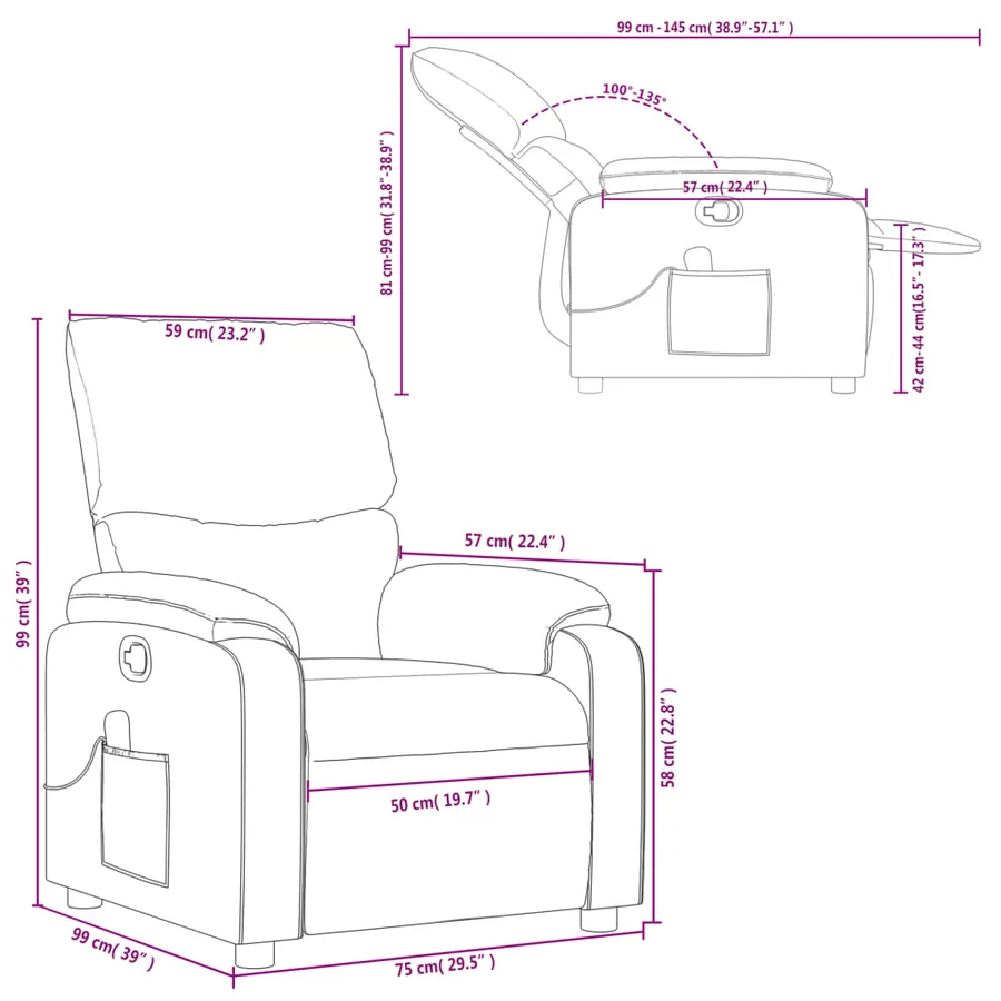 Fauteuil inclinable de massage gris foncé tissu - 12