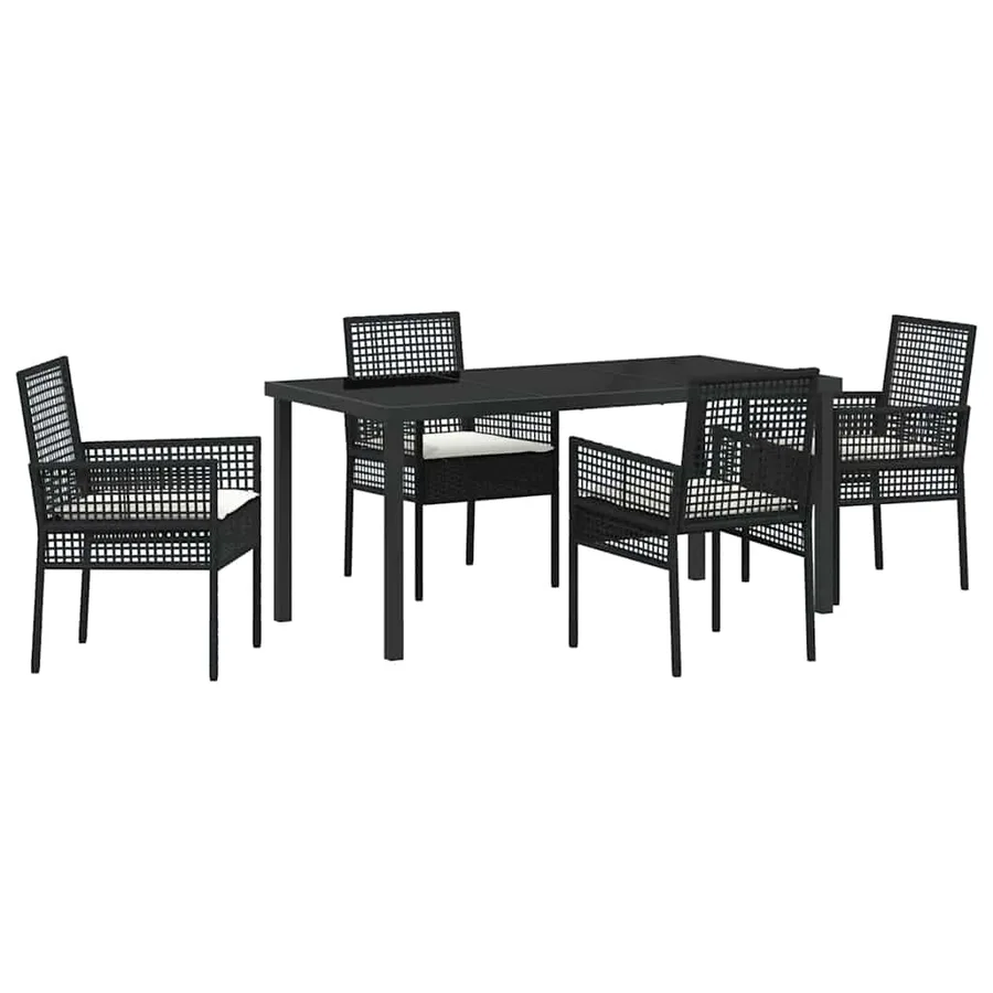 Ensemble de salle à manger pour jardin 5 pcs Noir polyrotin - 2