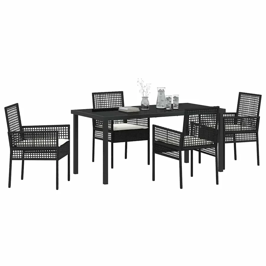 Ensemble de salle à manger pour jardin 5 pcs Noir polyrotin - 3