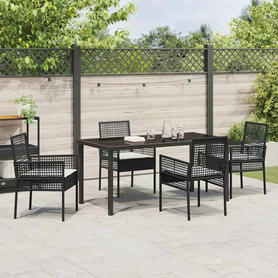 Ensemble de salle à manger pour jardin 5 pcs Noir polyrotin - 4