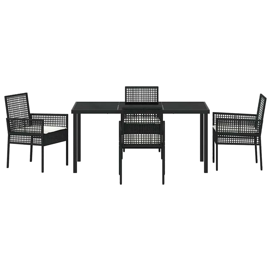 Ensemble de salle à manger pour jardin 5 pcs Noir polyrotin - 7