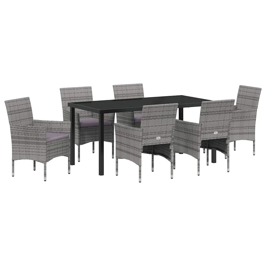 Ensemble de salle à manger pour jardin 7 pcs Gris polyrotin - 2
