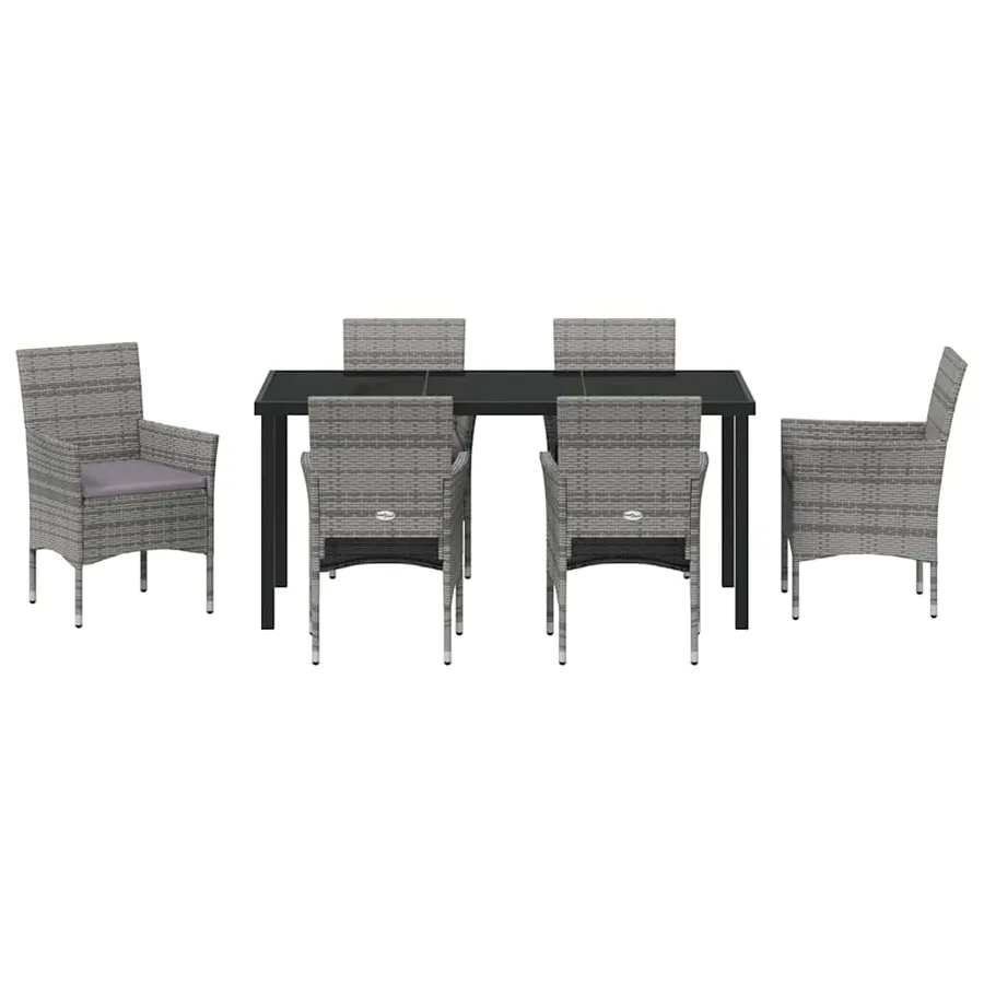 Ensemble de salle à manger pour jardin 7 pcs Gris polyrotin - 7