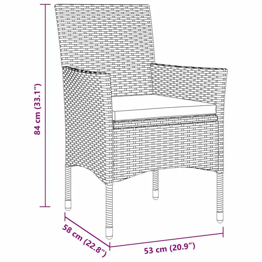 Ensemble de salle à manger pour jardin 7 pcs Gris polyrotin - 8