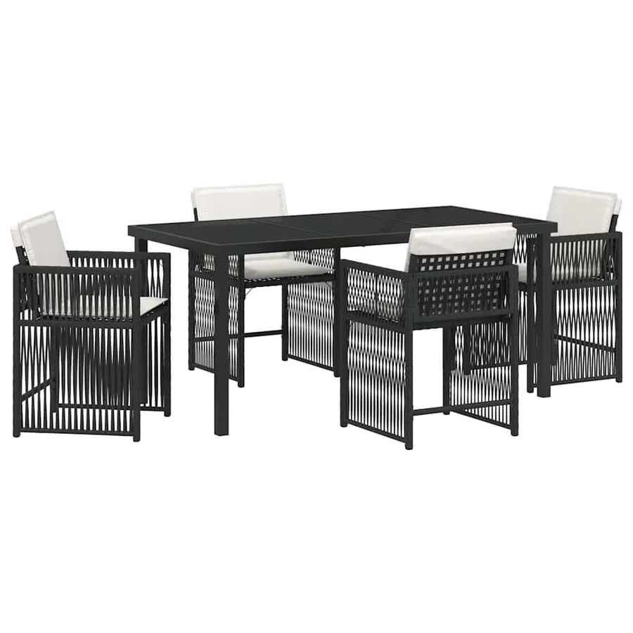 Ensemble de salle à manger pour jardin 5 pcs Noir polyrotin - 2