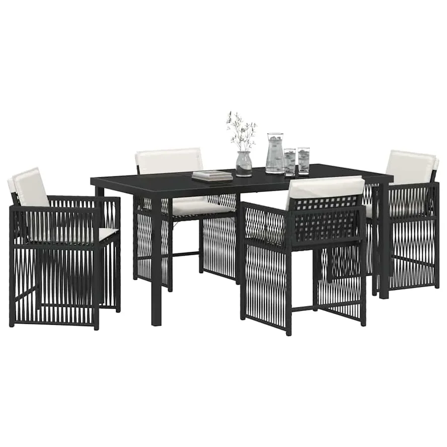 Ensemble de salle à manger pour jardin 5 pcs Noir polyrotin - 3