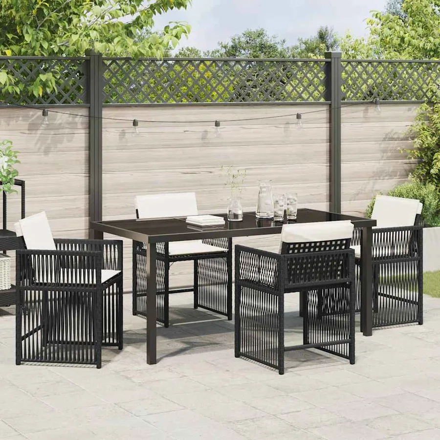 Ensemble de salle à manger pour jardin 5 pcs Noir polyrotin - 4