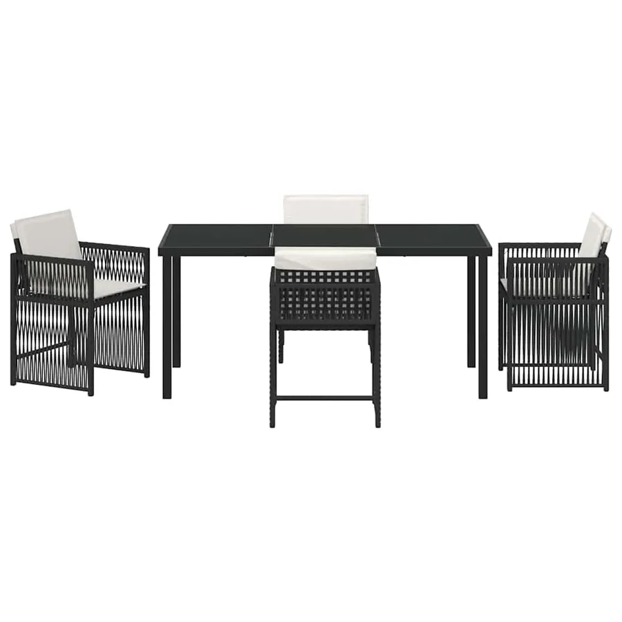 Ensemble de salle à manger pour jardin 5 pcs Noir polyrotin - 7