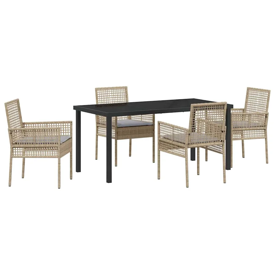 Ensemble de salle à manger pour jardin 5 pcs Beige polyrotin - 2