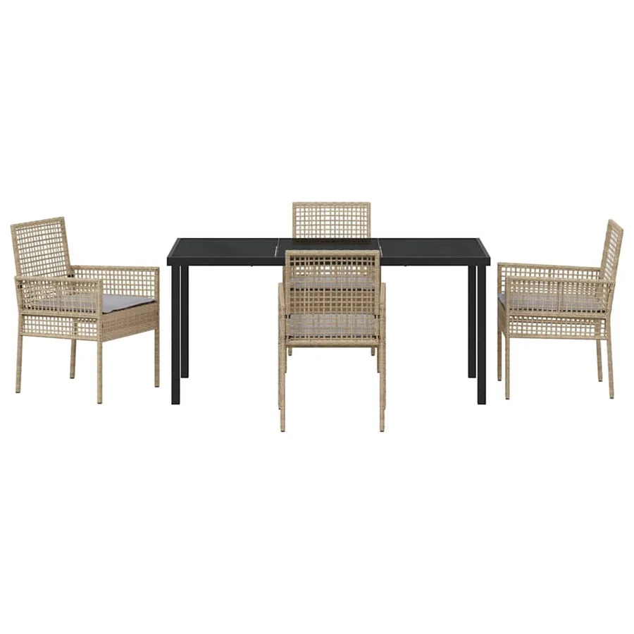 Ensemble de salle à manger pour jardin 5 pcs Beige polyrotin - 7