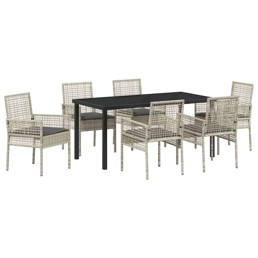 Ensemble de salle à manger pour jardin 7 pcs Gris clair - 2