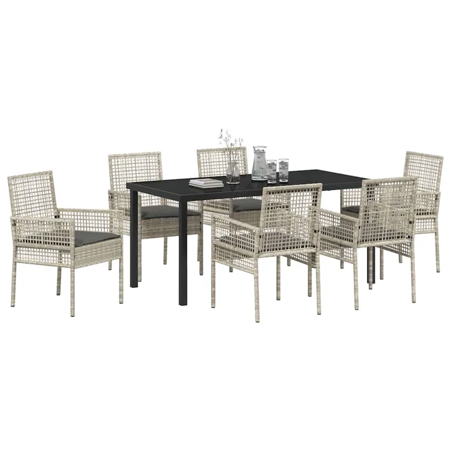 Ensemble de salle à manger pour jardin 7 pcs Gris clair - 3
