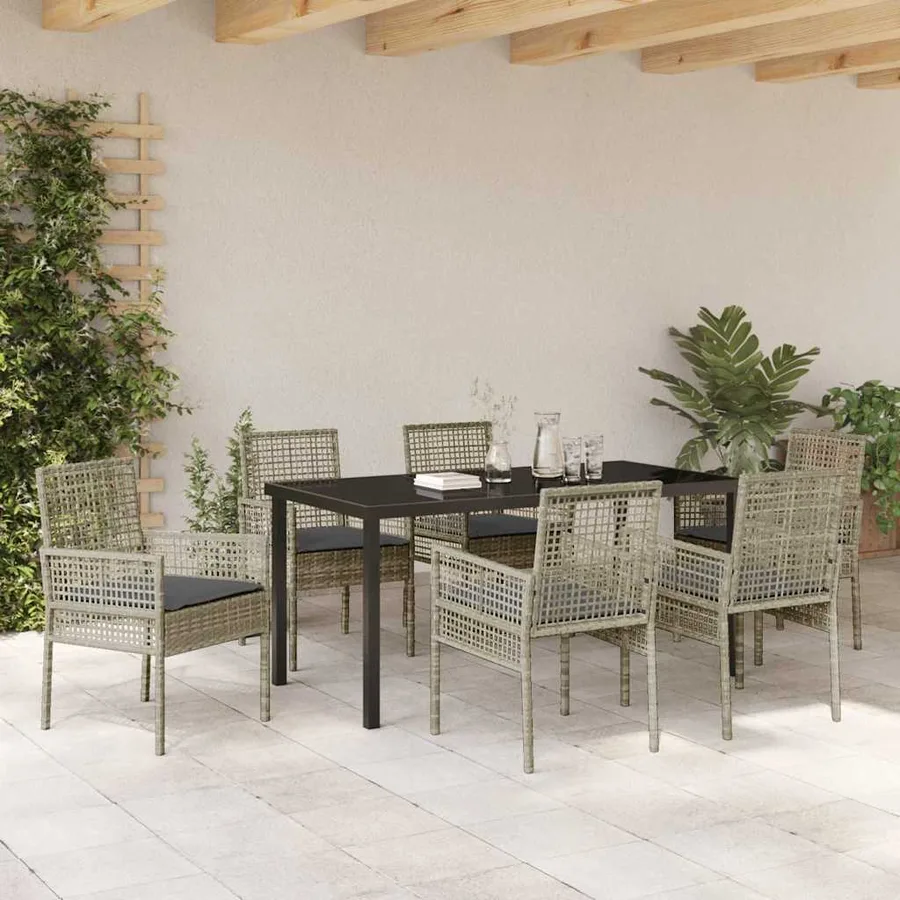 Ensemble de salle à manger pour jardin 7 pcs Gris clair - 4