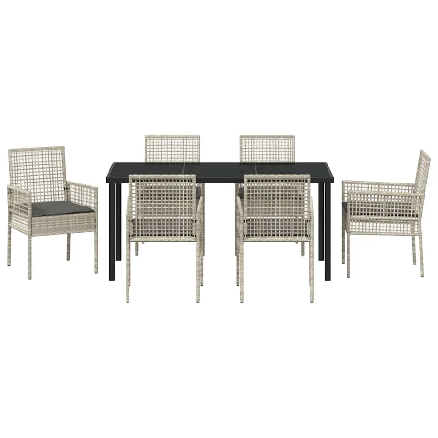 Ensemble de salle à manger pour jardin 7 pcs Gris clair - 7