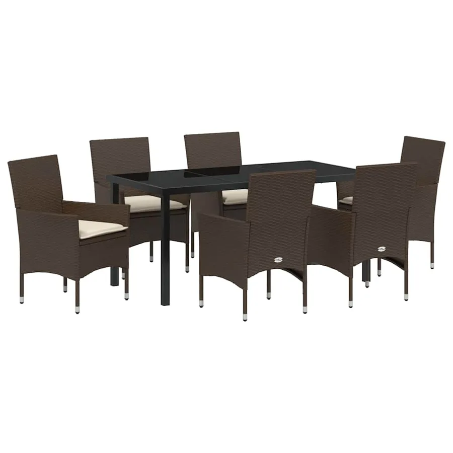 Ensemble de salle à manger pour jardin 7 pcs Marron polyrotin - 2