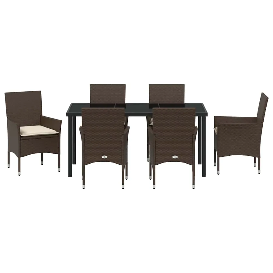 Ensemble de salle à manger pour jardin 7 pcs Marron polyrotin - 7