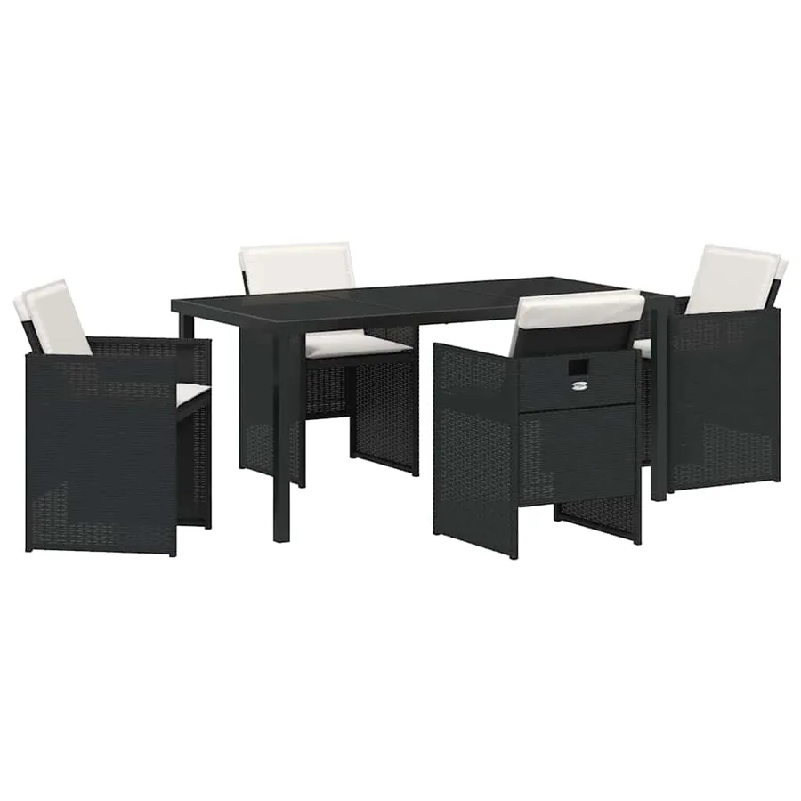 Ensemble de salle à manger pour jardin 5 pcs Noir polyrotin - 2