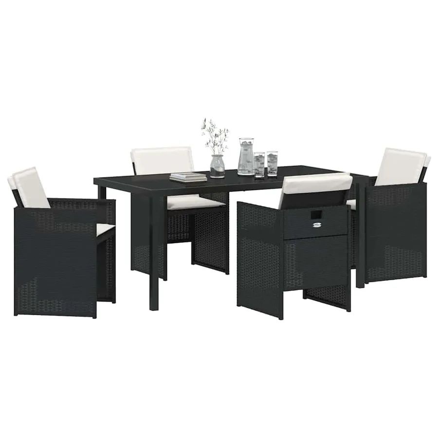 Ensemble de salle à manger pour jardin 5 pcs Noir polyrotin - 3