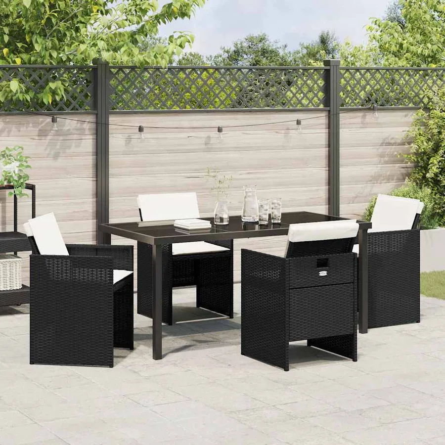 Ensemble de salle à manger pour jardin 5 pcs Noir polyrotin - 4