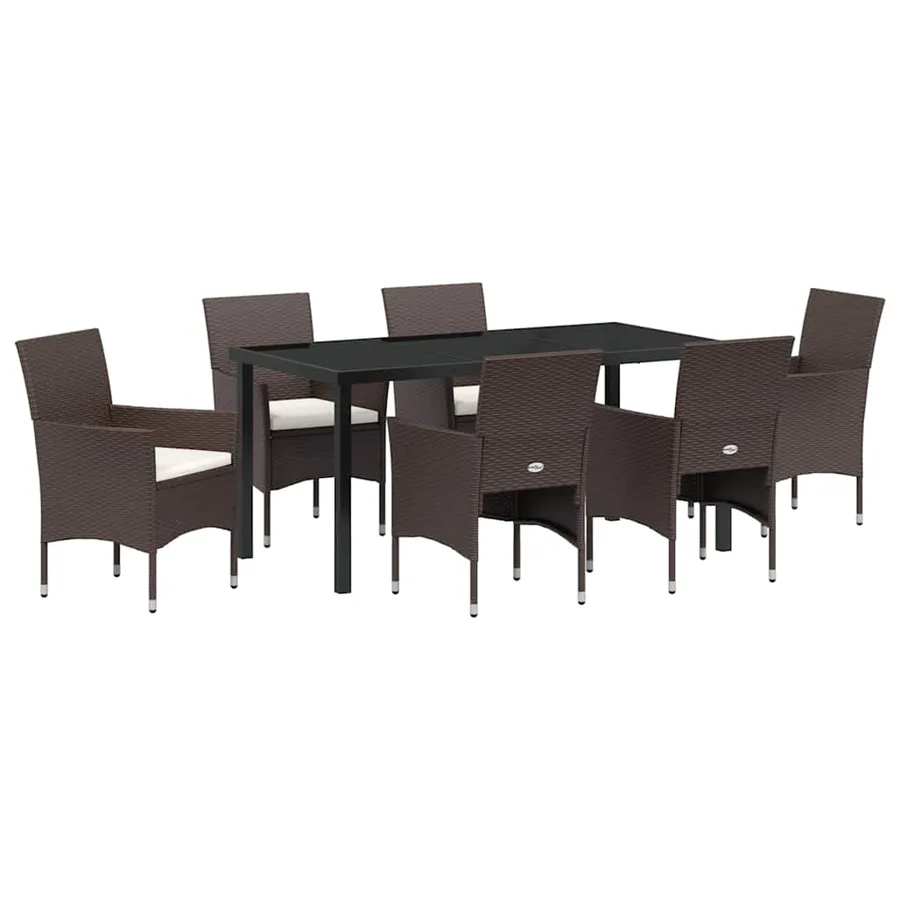Ensemble de salle à manger pour jardin 7 pcs Marron polyrotin - 2
