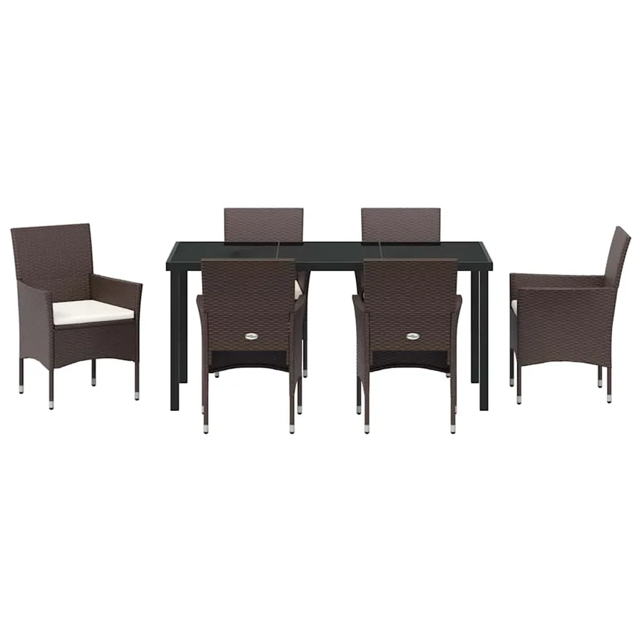 Ensemble de salle à manger pour jardin 7 pcs Marron polyrotin - 7
