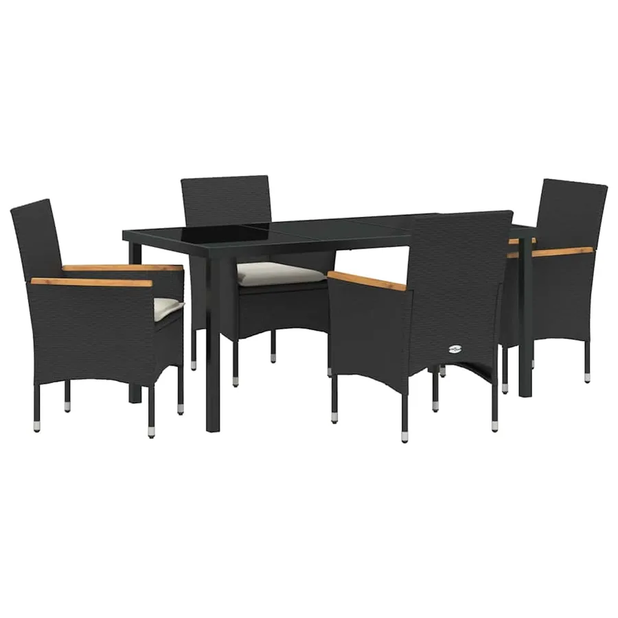 Ensemble de salle à manger pour jardin 5 pcs Noir polyrotin - 2