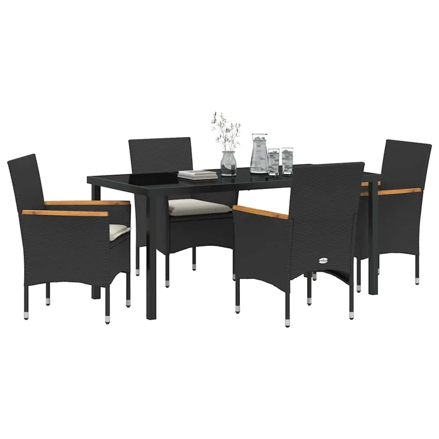 Ensemble de salle à manger pour jardin 5 pcs Noir polyrotin - 3