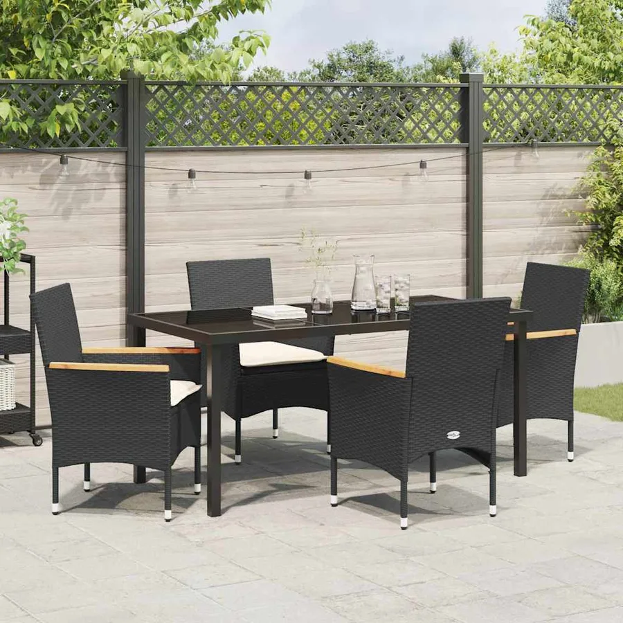 Ensemble de salle à manger pour jardin 5 pcs Noir polyrotin - 4