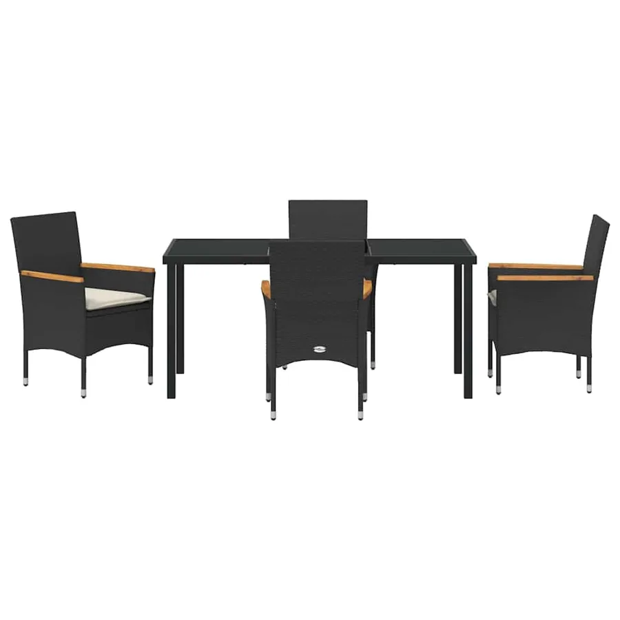 Ensemble de salle à manger pour jardin 5 pcs Noir polyrotin - 7