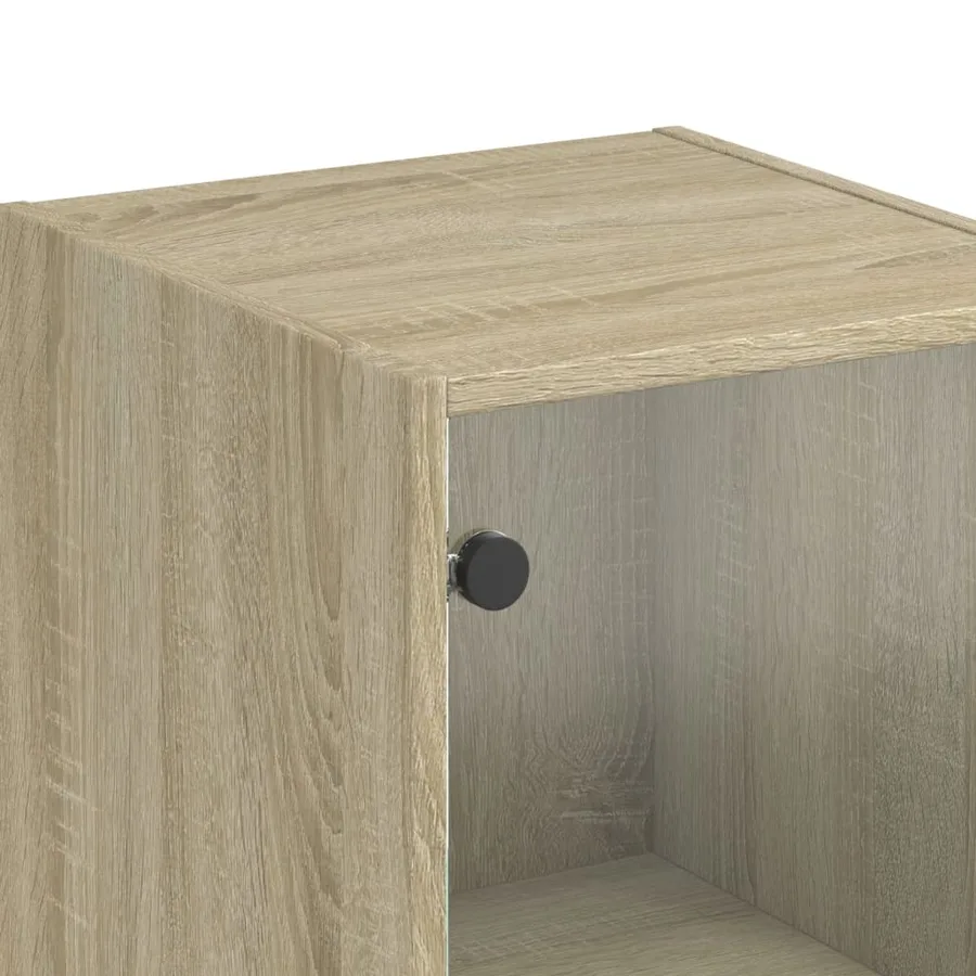 Buffet avec porte en verre chêne sonoma 35x37x142 cm - 10