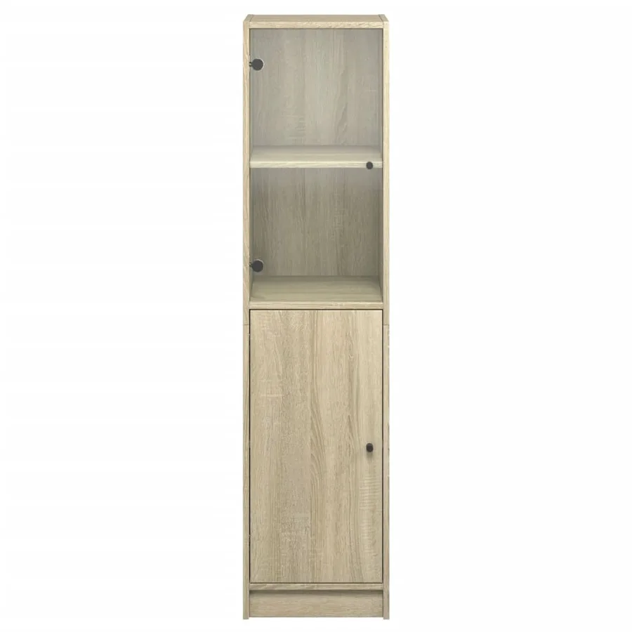 Buffet avec porte en verre chêne sonoma 35x37x142 cm - 6